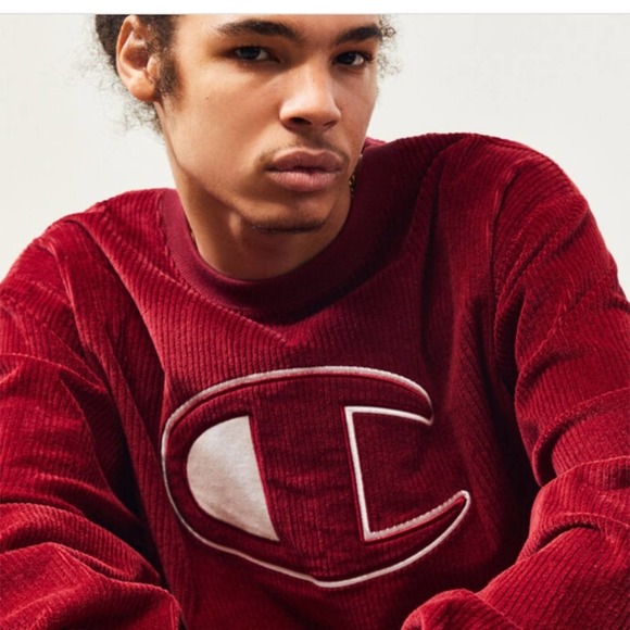 Champion Other - Champion Corduroy Red Ribbed Crew Neck Sweater Size Small